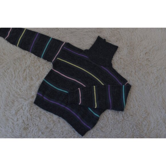 Vintage‎ 90s Gray Striped Acrylic/Nylon Turtleneck Sweater size S - Picture 7 of 10